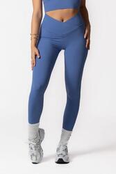 High Waist Crossover Legging - Femmes - Bleu Foncé