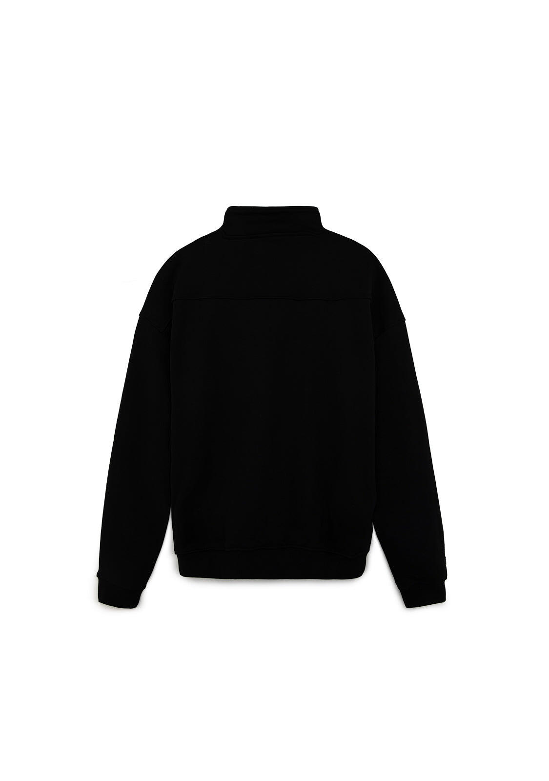 Sudadera Unisex Half-Zip Negra 3/4