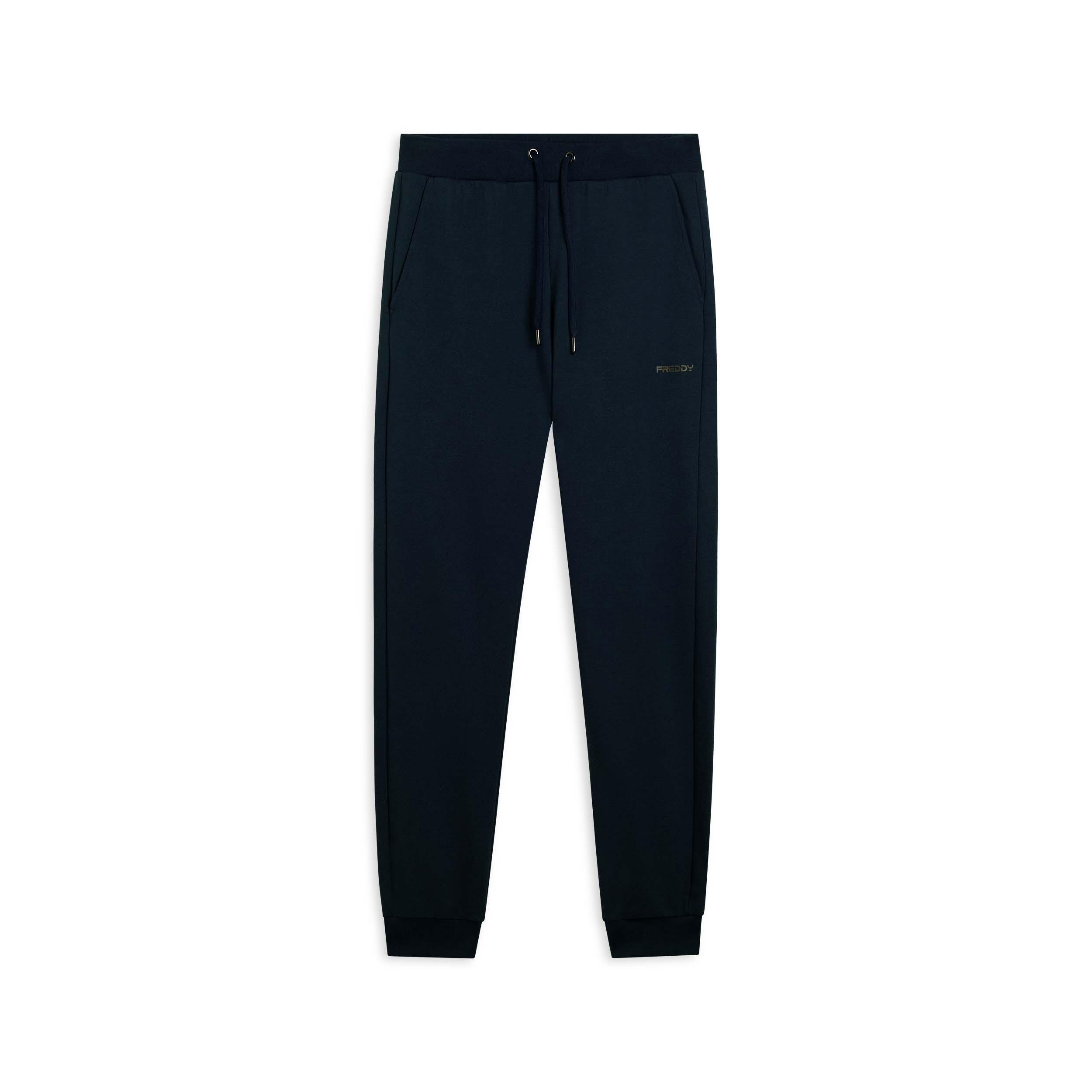 Freddy - Pantalon Classique En Molleton Brossé Avec Bords Côtelés Aux Chevilles - Pantalons - Bleu - Decathlon