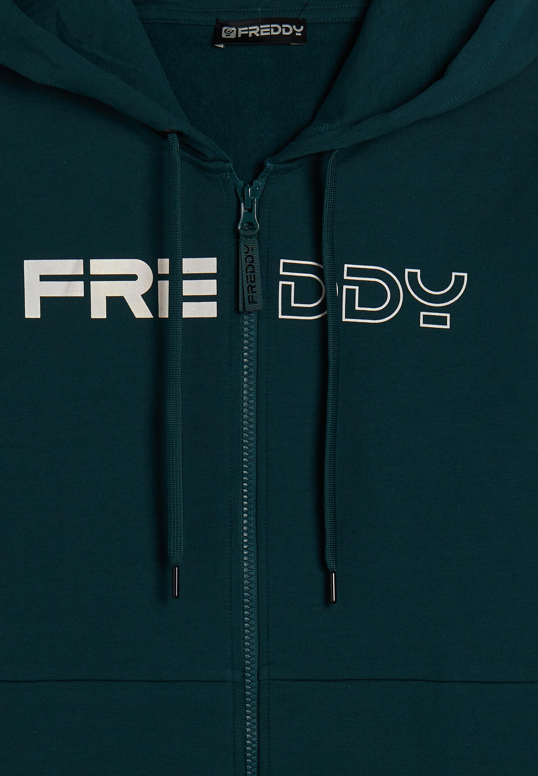 Felpa full zip con cappuccio e logo frontale perlato 3/3