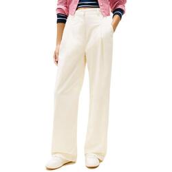 Pantalons Tommy Jeans Modèle Tjw Wide Leg Chino Couleur Blanc
