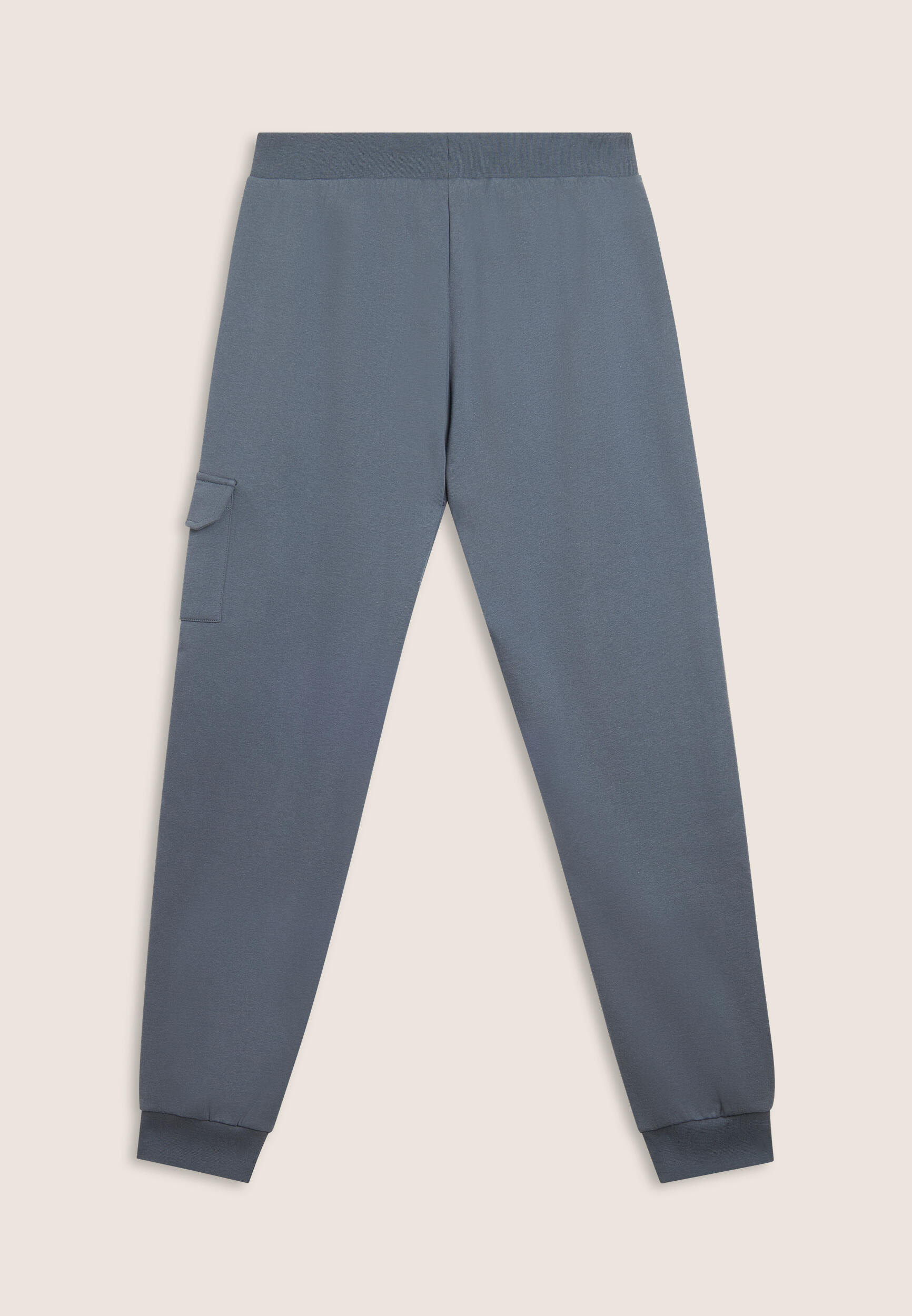 Pantalón de felpa con bolsillo cargo y bajo con puños 2/3