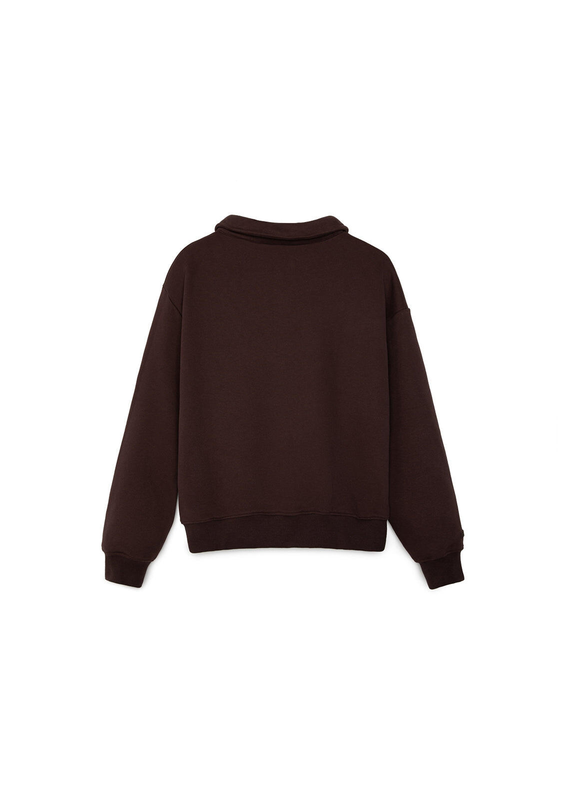 Sudadera Mujer Cropped  Estilo Polo Rugby  Marrón 3/4