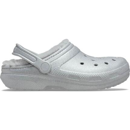 Zueco de purpurina forrado de pelusa clásico de Crocs