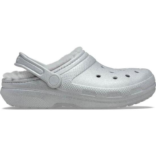 Zueco de purpurina forrado de pelusa clásico de Crocs