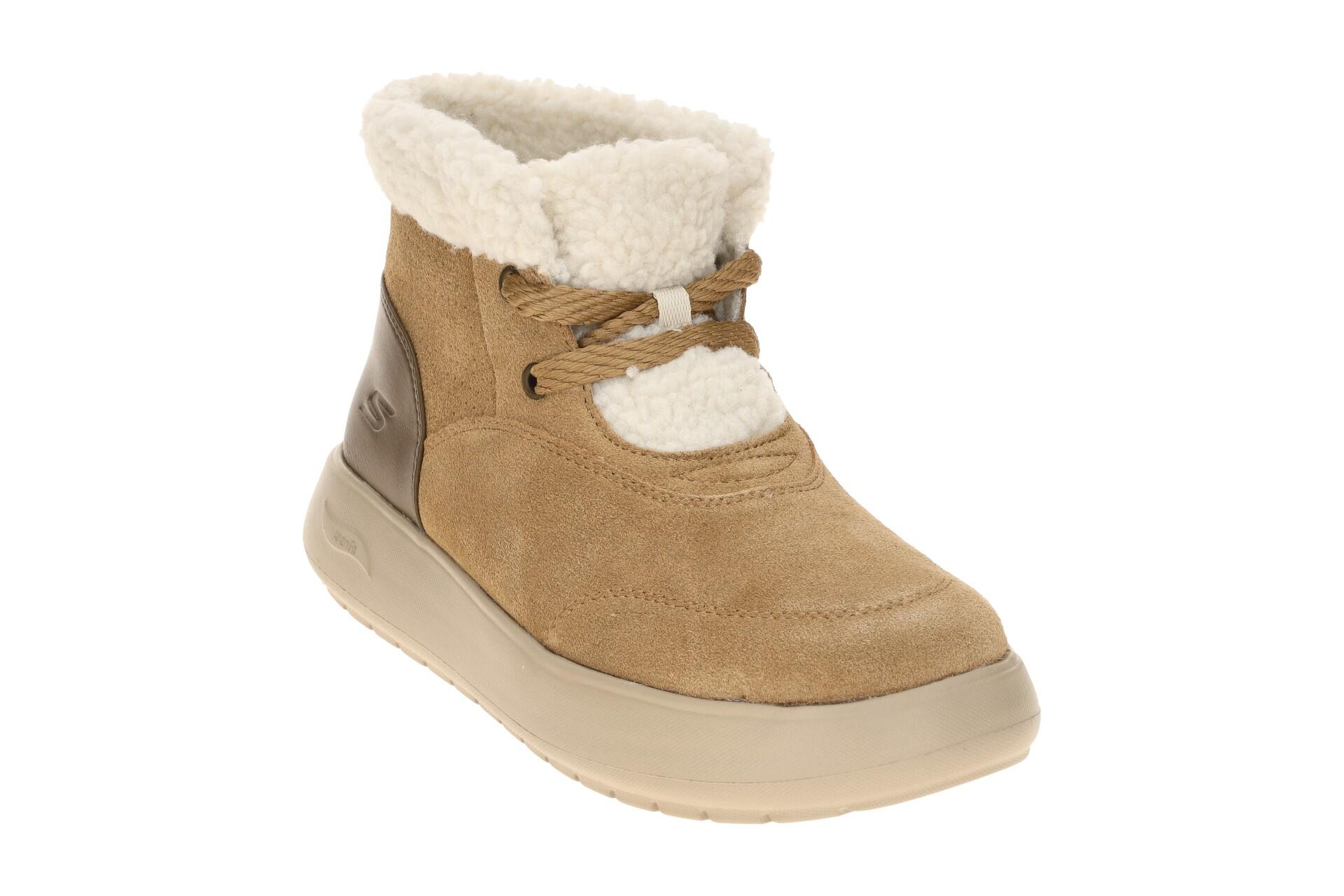 Skechers Go Walk Stiefeletten braun Fellkragen dünn gefüttert 3/7
