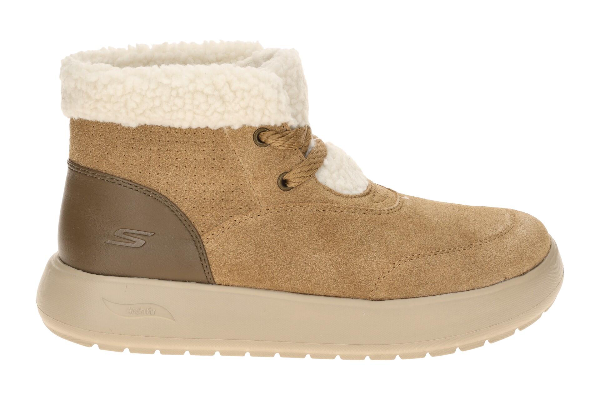 Skechers Go Walk Stiefeletten braun Fellkragen dünn gefüttert 2/7