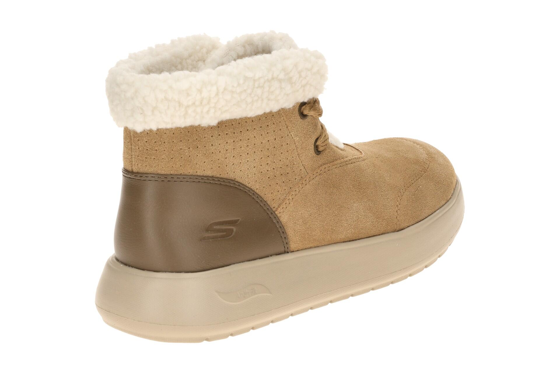 Skechers Go Walk Stiefeletten braun Fellkragen dünn gefüttert 4/7