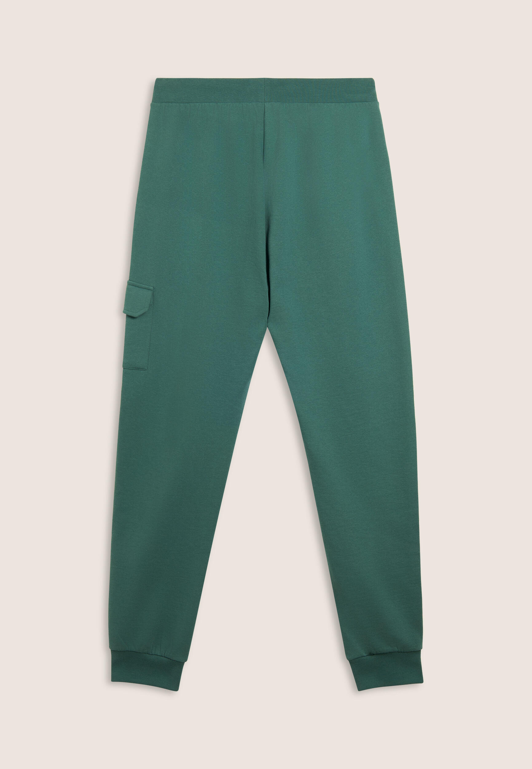 Pantalón de felpa con bolsillo cargo y bajo con puños 2/3