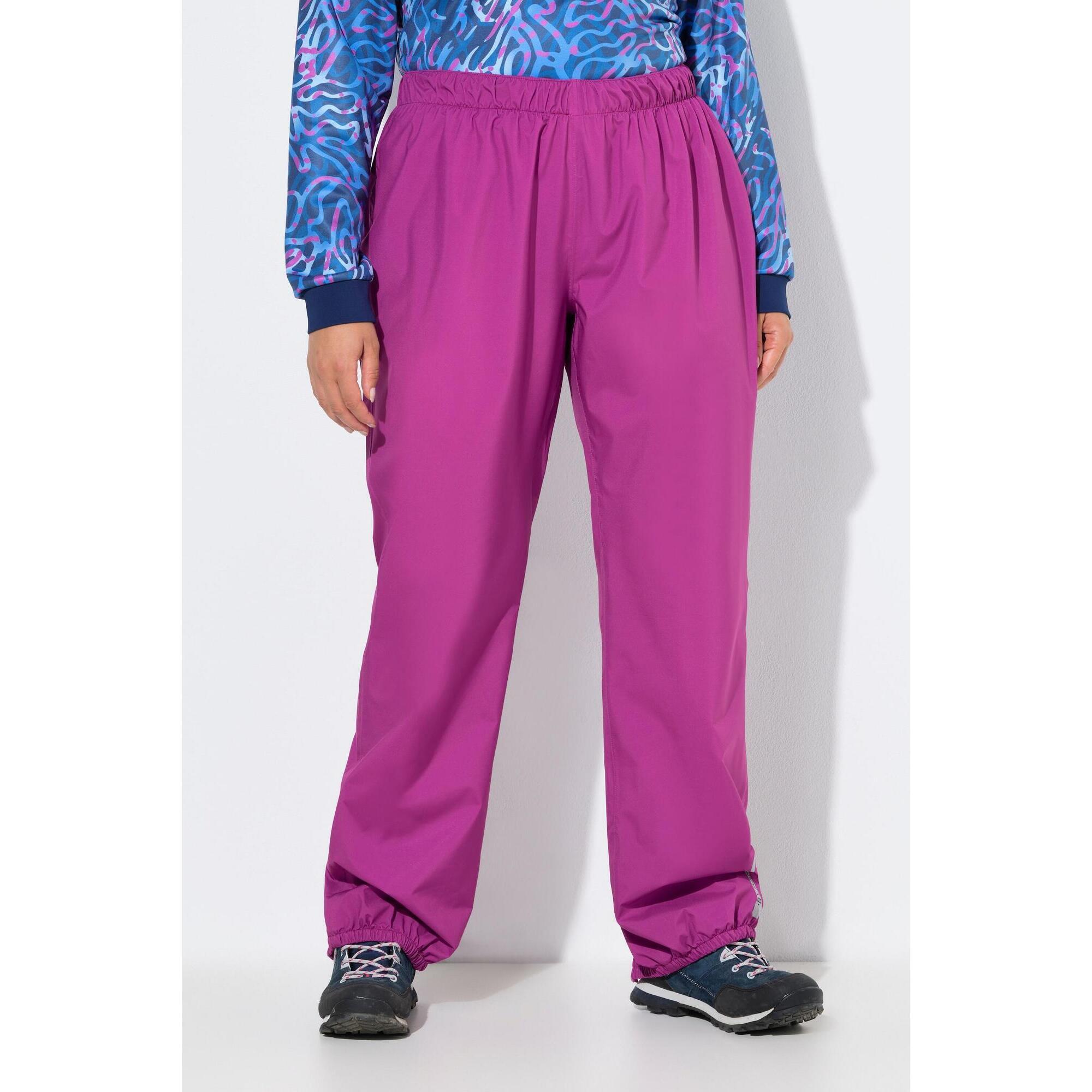 Ulla Popken - Femme Pantalon De Pluie Imperméable Bande Réfléchissante Taille Élastique - Pantalons - Rose - Decathlon