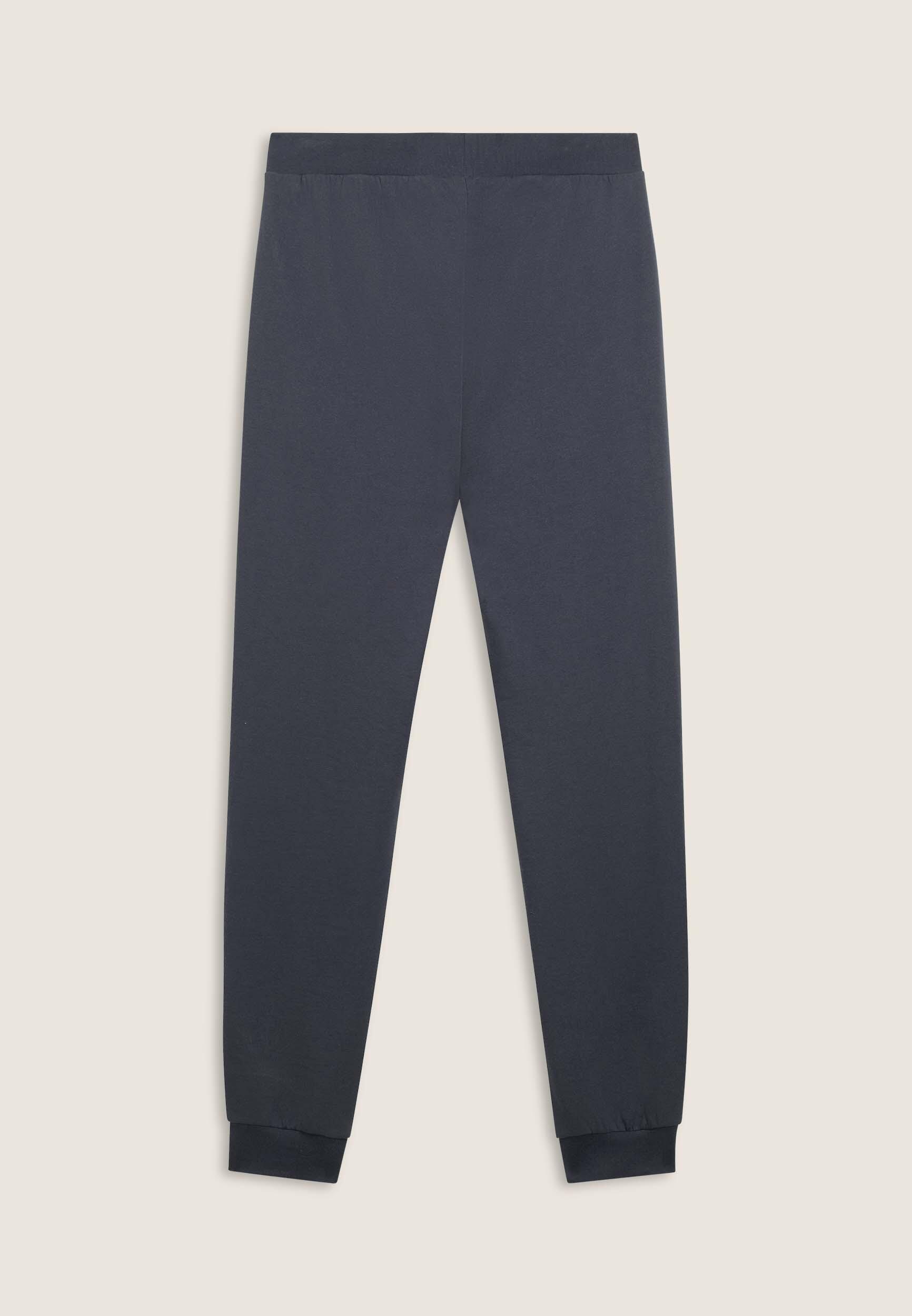 Pantaloni regular in felpa garzata con fondo in costina 2/3