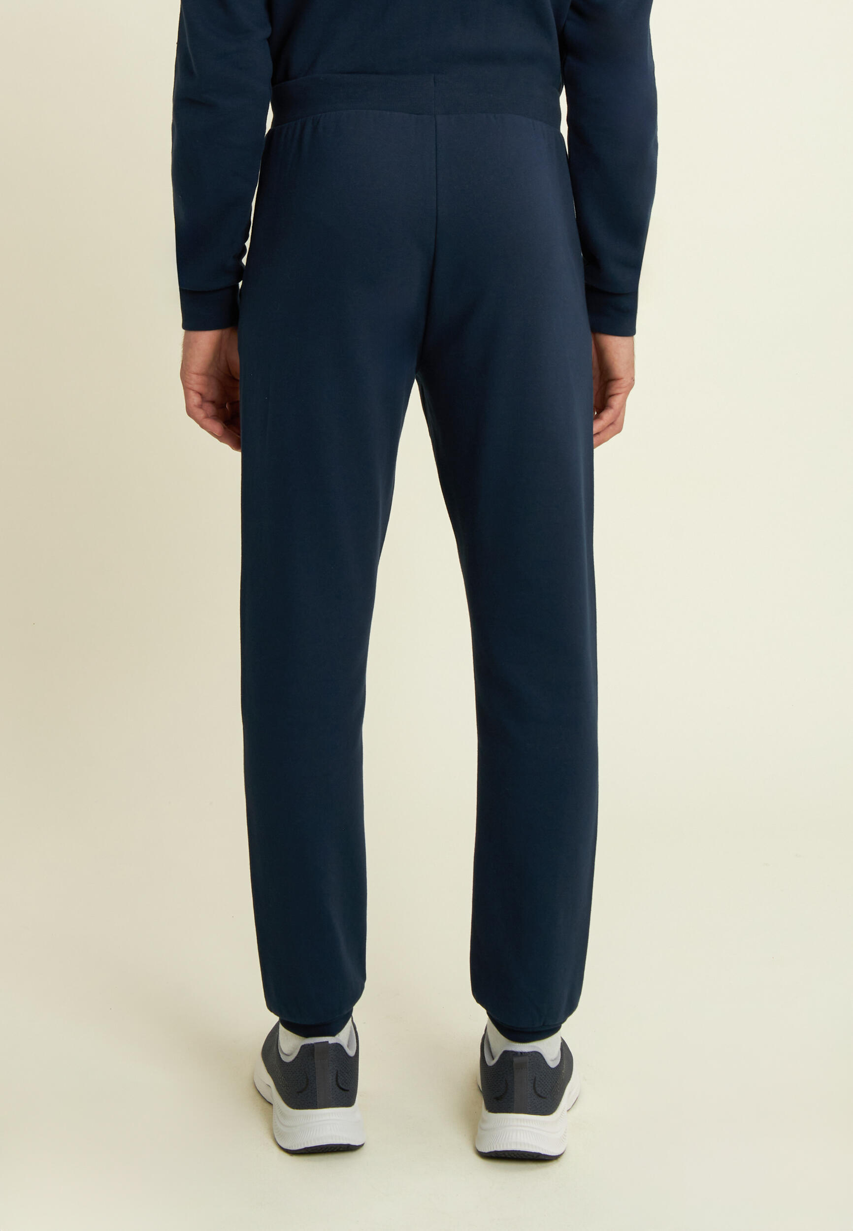 Pantalon classique en molleton brossé avec bords côtelés aux chevilles 3/4