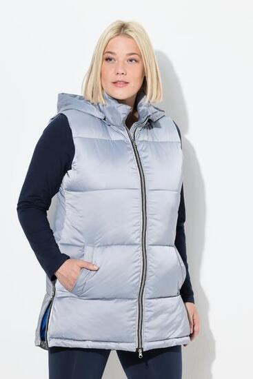 Damen Long-Steppweste wasserabweisend Kapuze abnehmbar