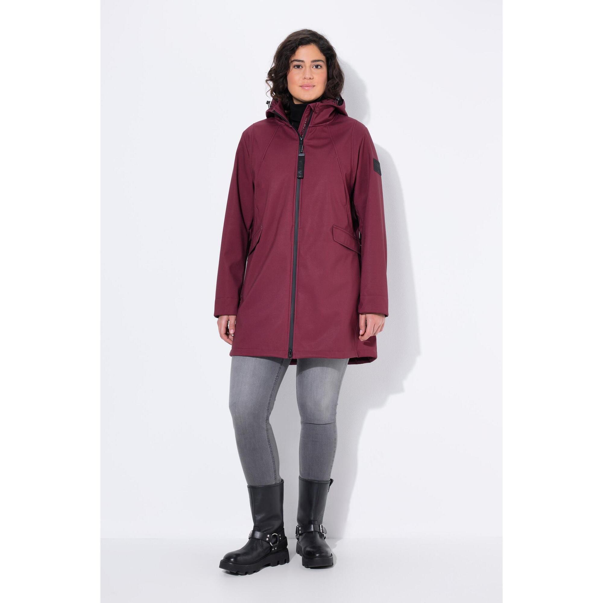 Ulla Popken - Femme Veste Softshell Hyprar À Capuche Déperlante - Softshell - Rouge - Decathlon