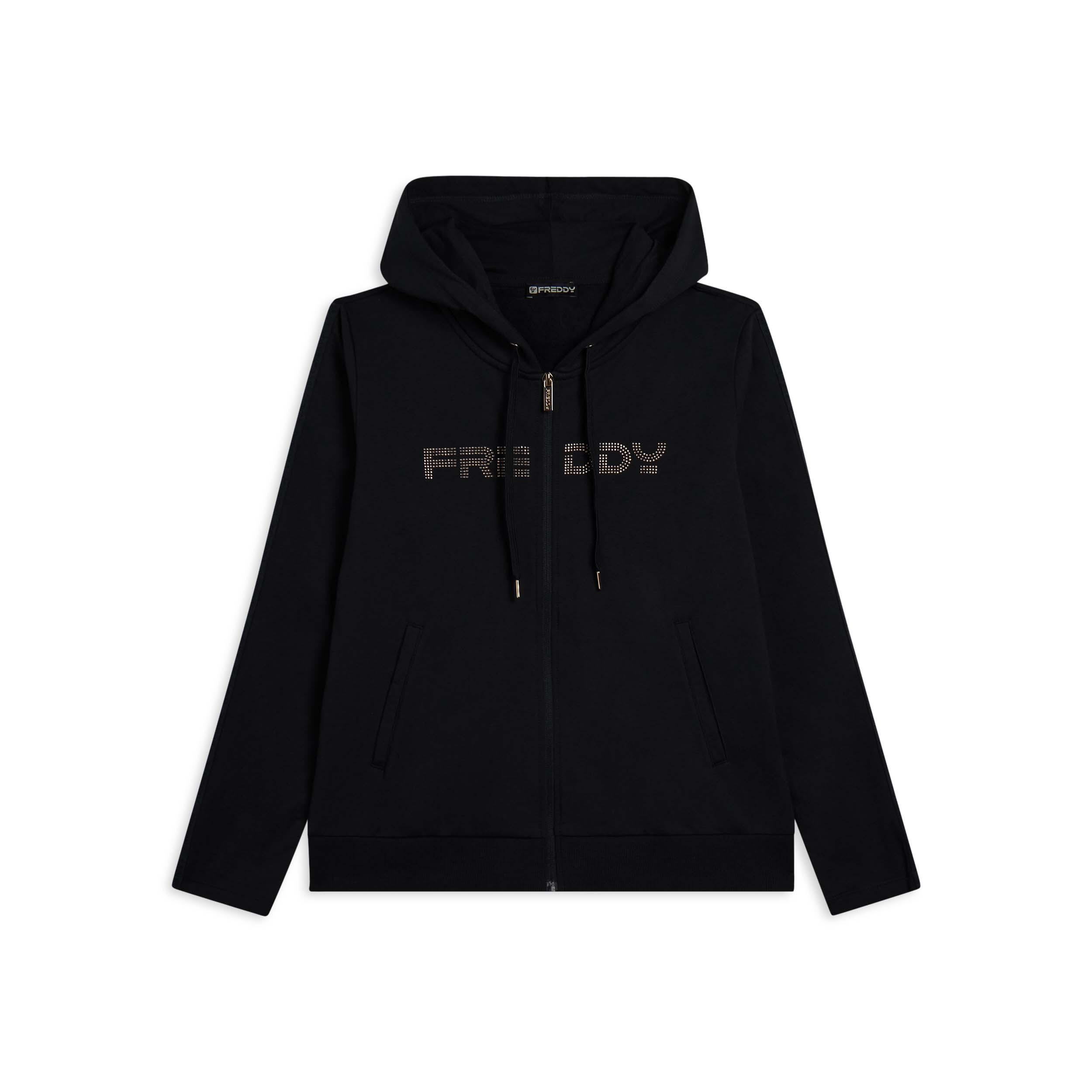 Freddy - Sweat-shirt Zippé Pour Femmes Doté De Capuche Et De Bande Avec Logo - Sweat Zippé - Noir - Decathlon