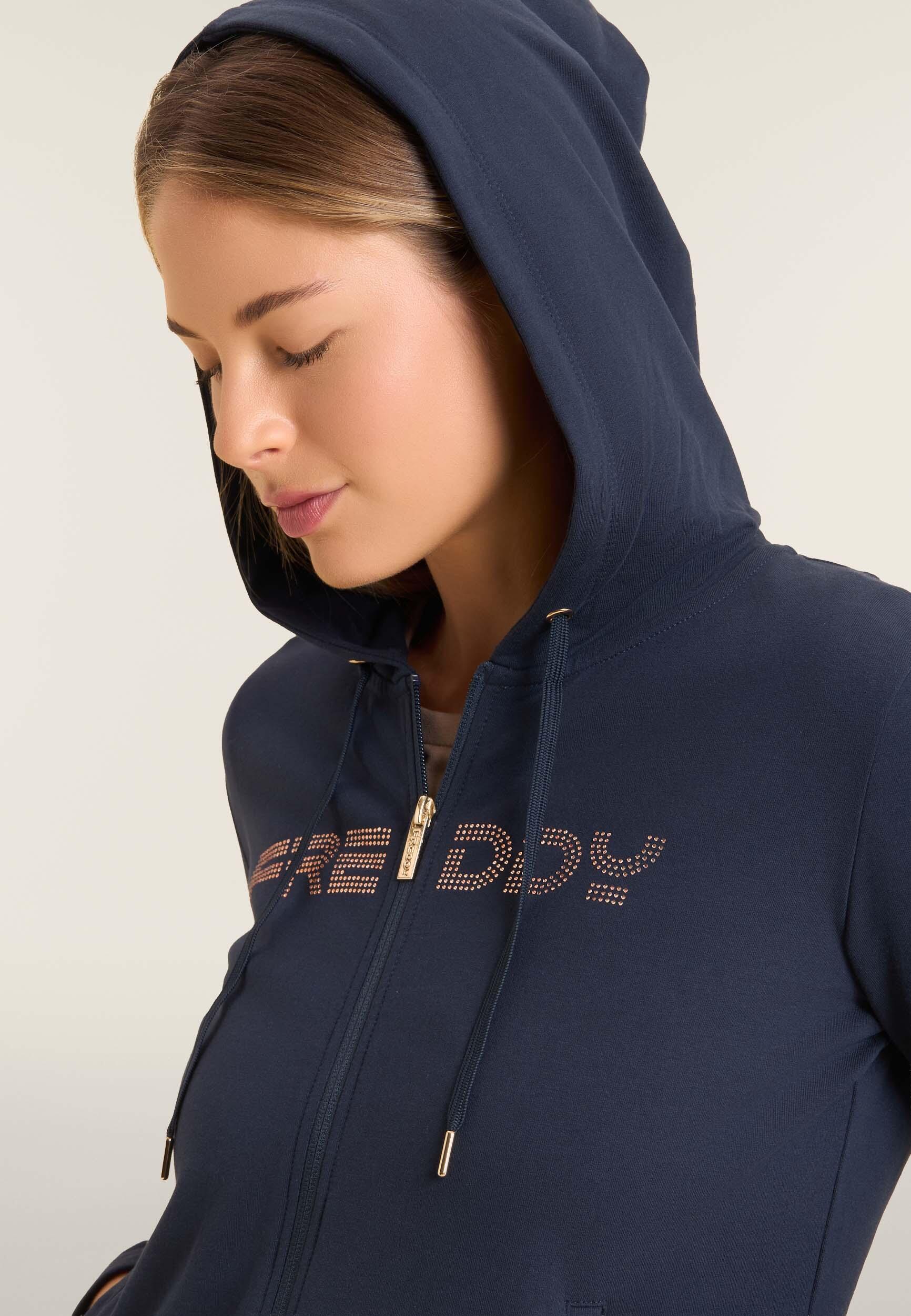 Felpa da donna con zip, cappuccio e banda logata 4/4