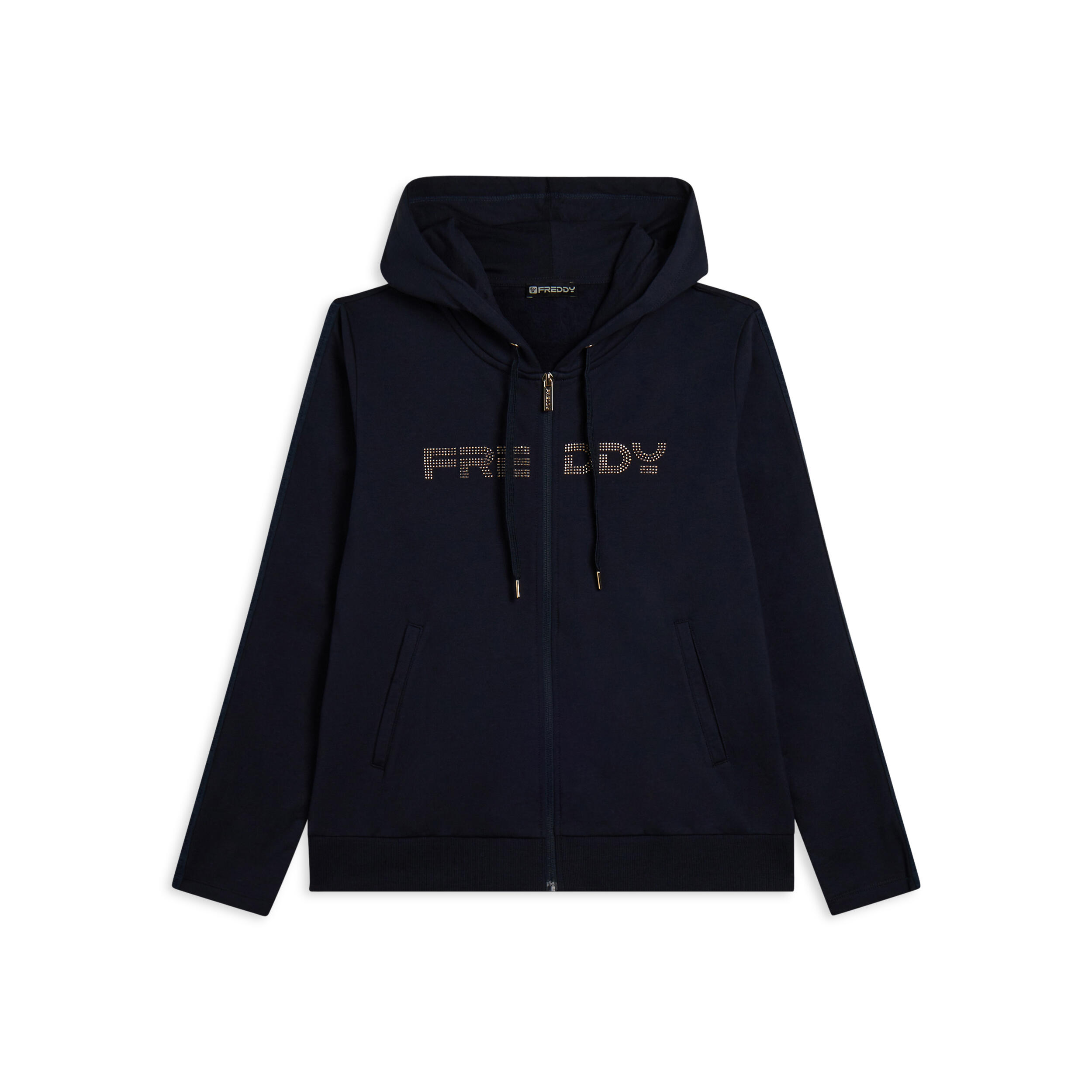 Freddy - Sweat-shirt Zippé Pour Femmes Doté De Capuche Et De Bande Avec Logo - Sweat Zippé - Bleu - Decathlon