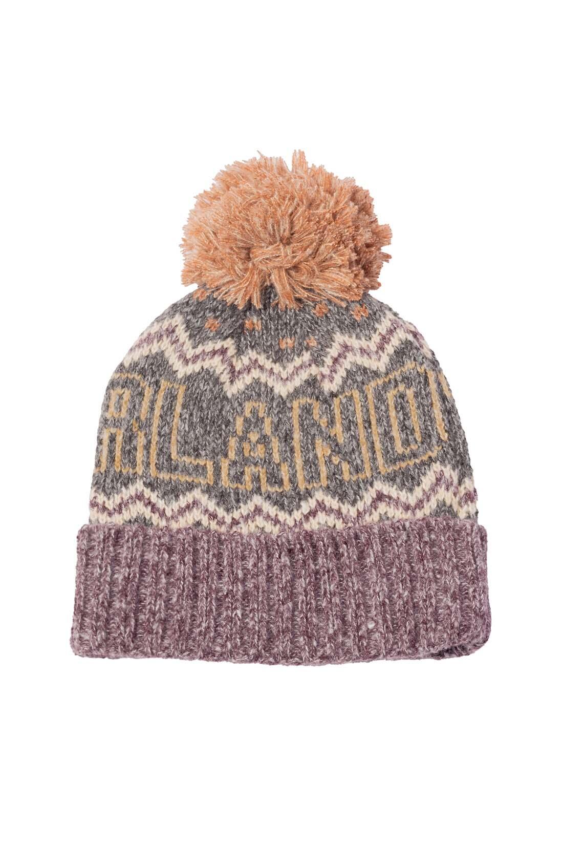 Cuffia donna Fair Isle con pompon 3/4