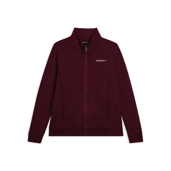 Felpa da donna zip e collo alto con logo minimal