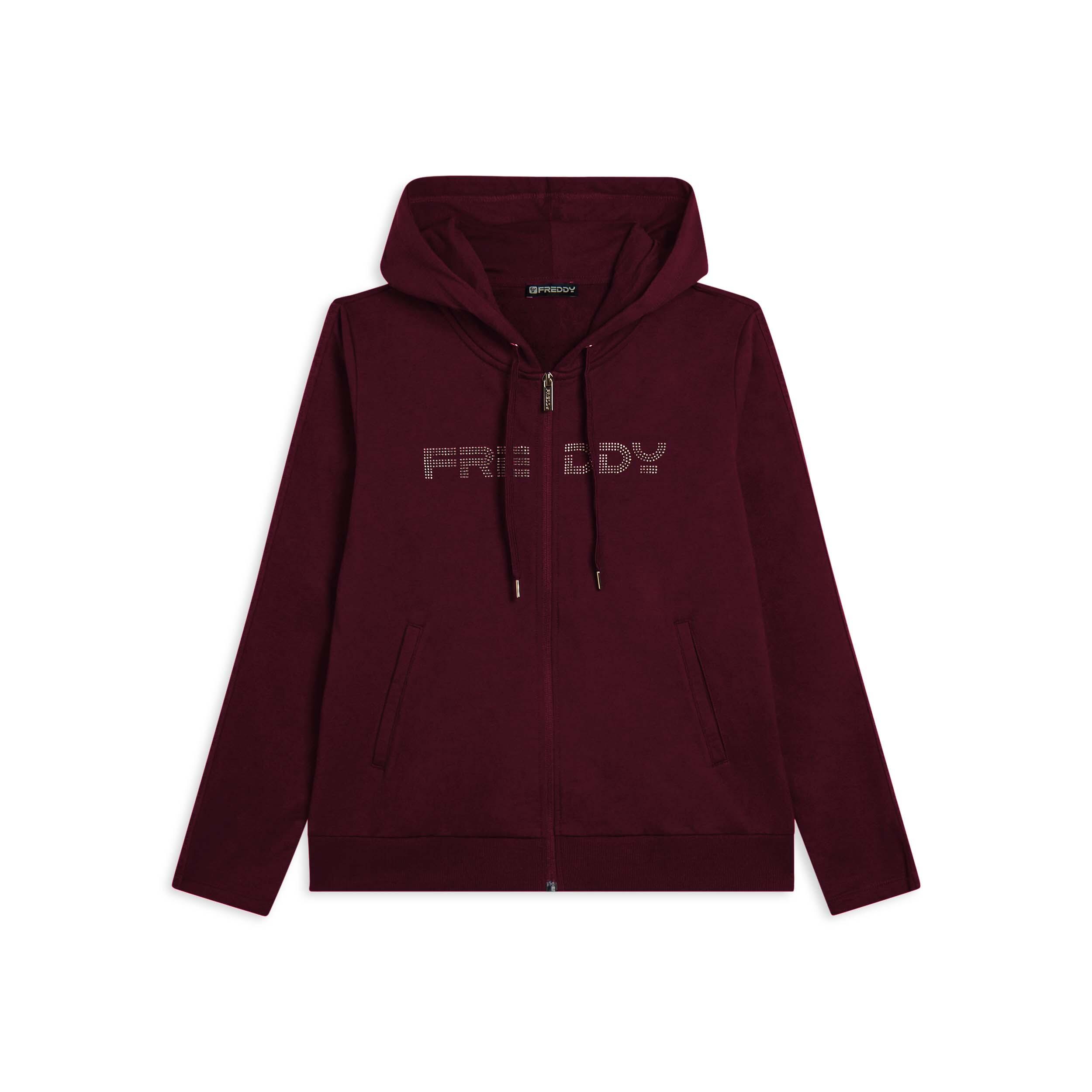 Freddy - Sweat-shirt Zippé Pour Femmes Doté De Capuche Et De Bande Avec Logo - Sweat Zippé - Rouge - Decathlon