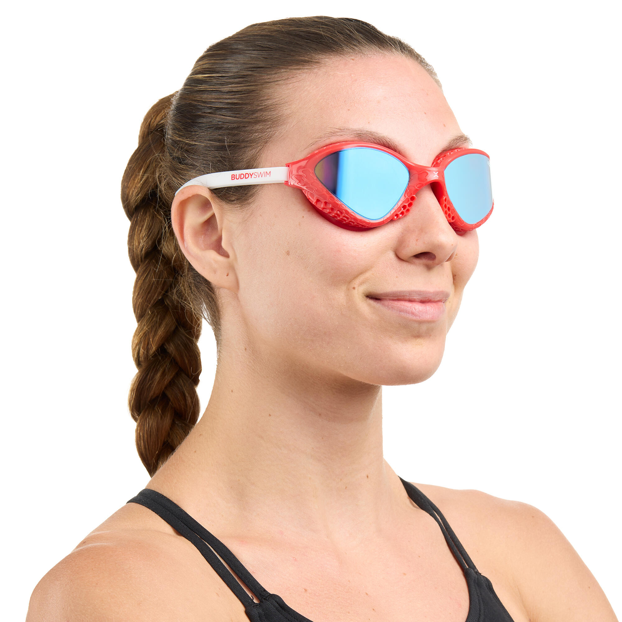 Occhialini da nuoto OzeanX per acque libere e triathlon Rosso-Bianco/Blu Mirror 3/5