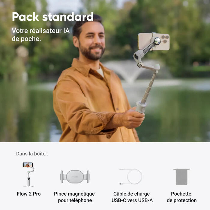 Stabilisateur Insta360 FLOW 2 Standard Bundle Summit Blanc 2/6