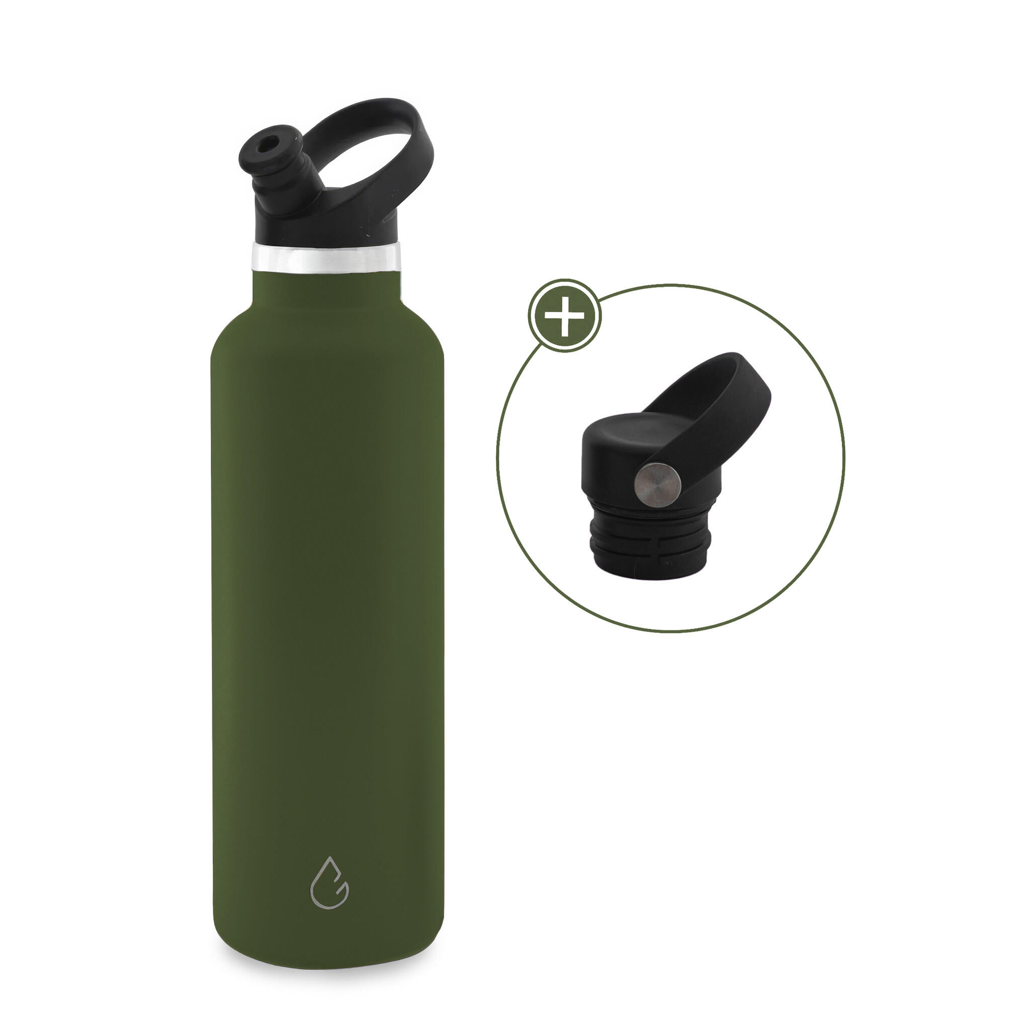 WATTAMULA GO waterfles RVS olijfgroen 710 ml - met sportdop