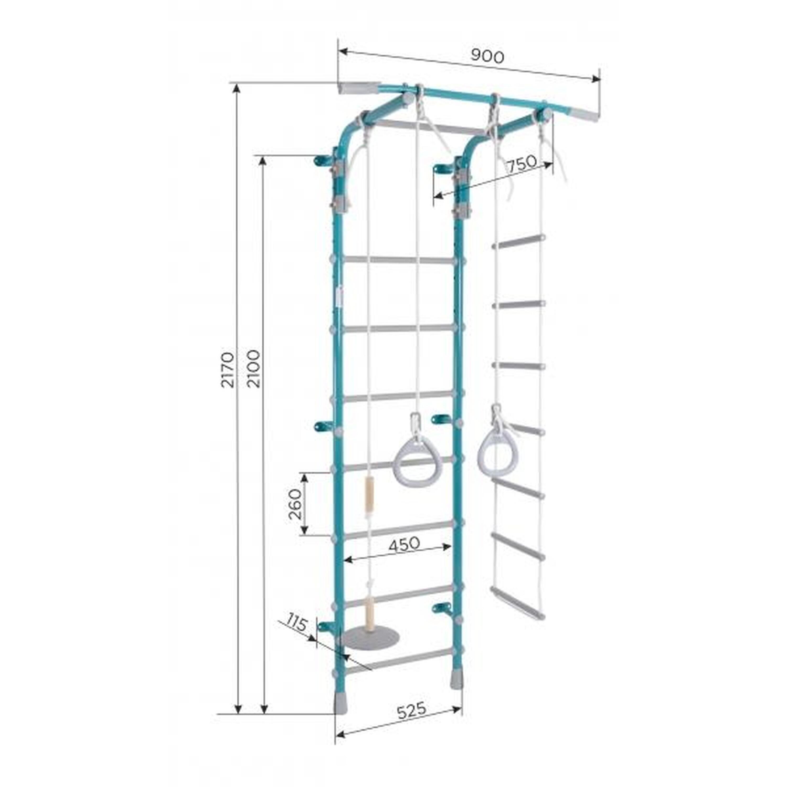 Gimnasio Infantil de Pared con Espaldera PASTEL2 217*75*52.5 cm 3/3