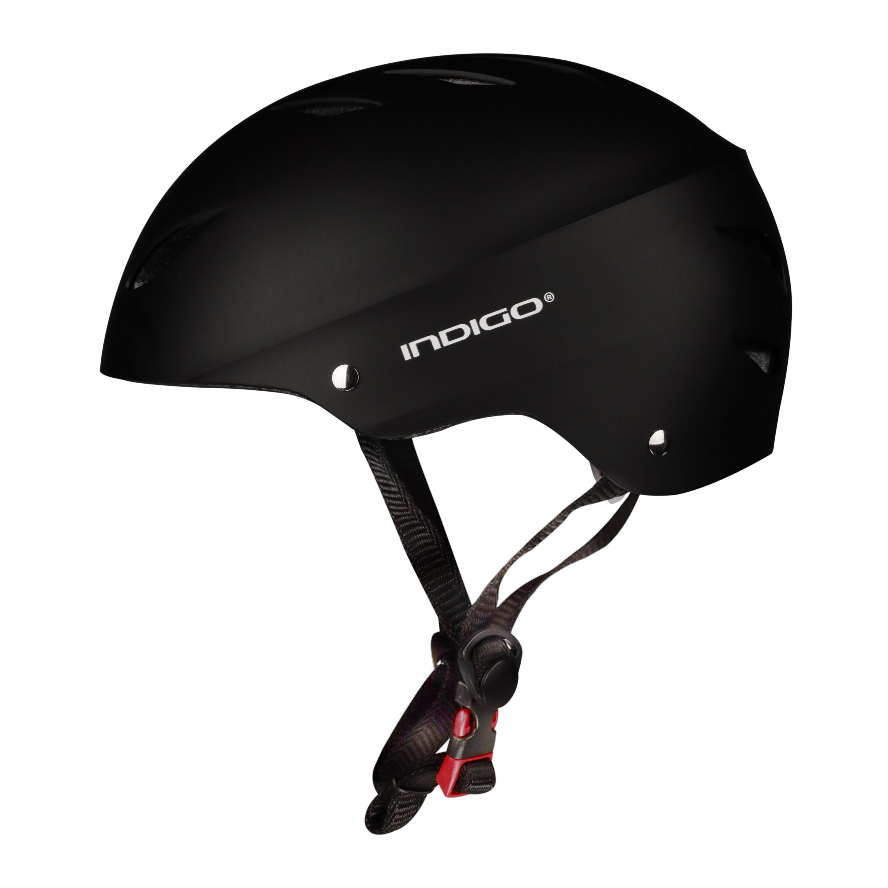 INDIGO SPORTS Capacete de Skate Adulto com Ventilação INDIGO 55-61 cm Preto