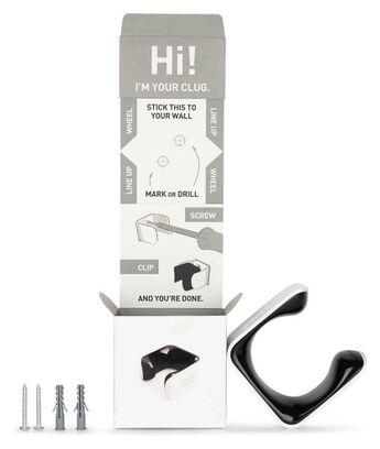 Support Vélo Mural Hornit Clug Plus (70-81mm / 2.75-3.2'') Blanc / Noir 2/6