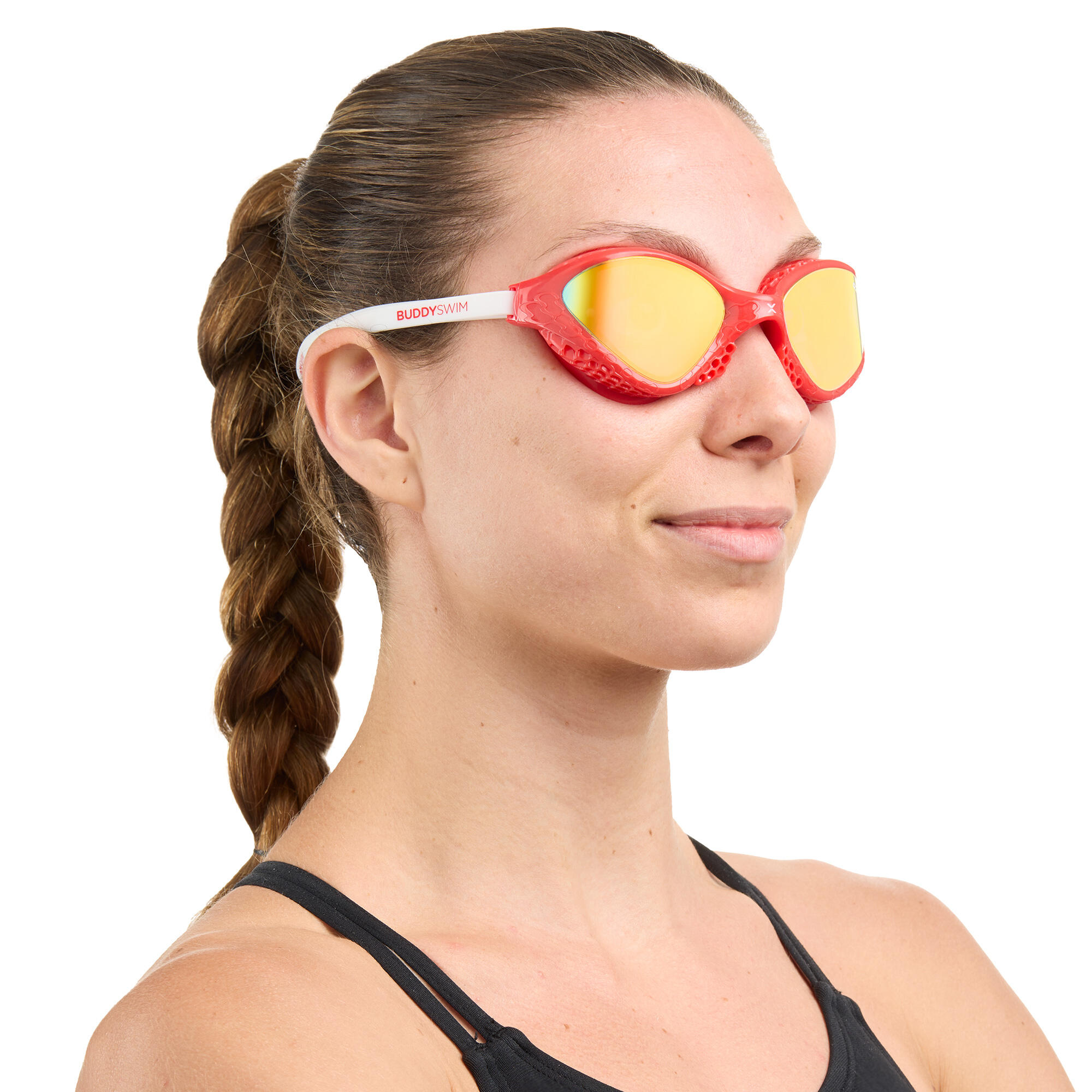 Lunettes de natation OzeanX Open Water et Triathlon White/Orange Mirror 3/4