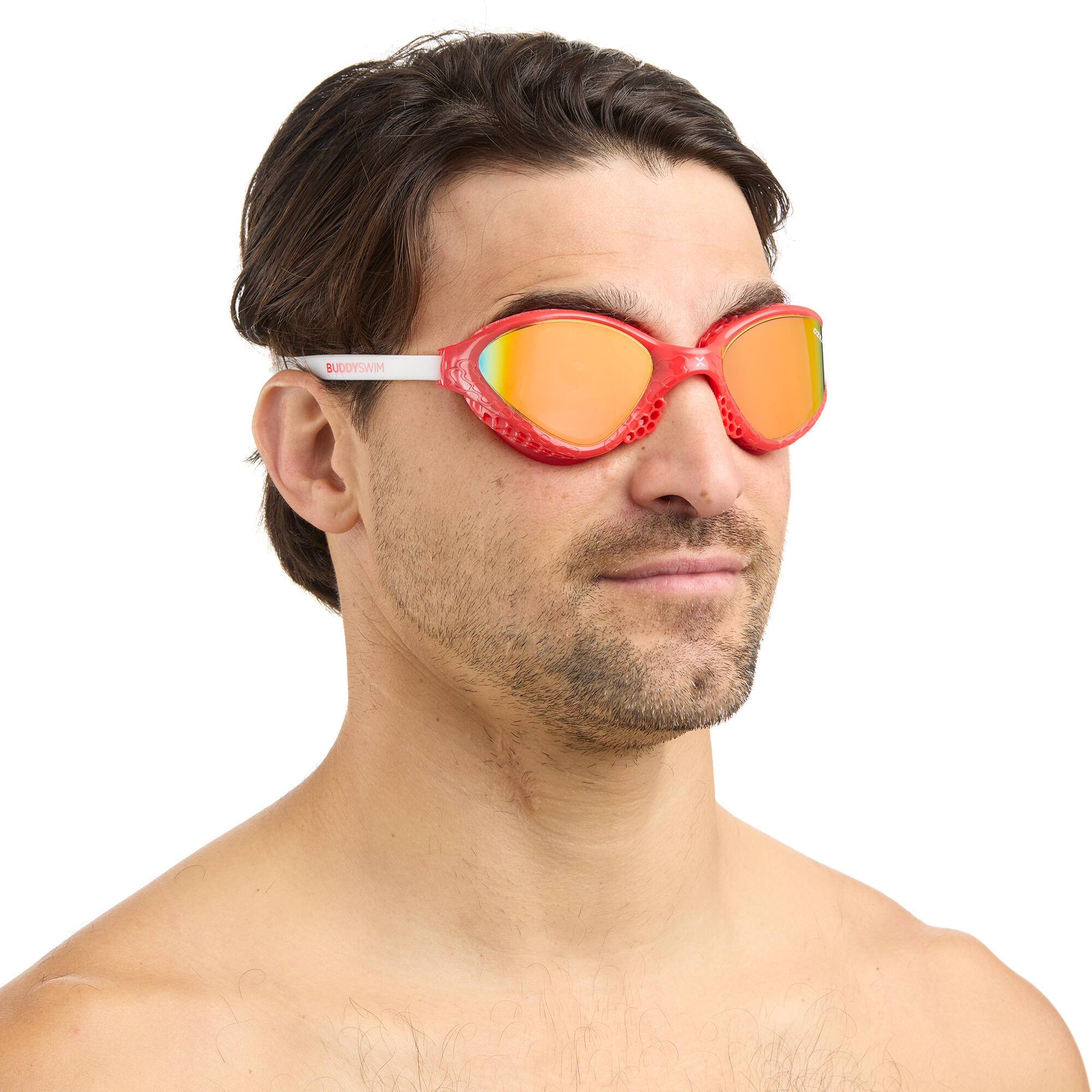 Lunettes de natation OzeanX Open Water et Triathlon White/Orange Mirror 4/4