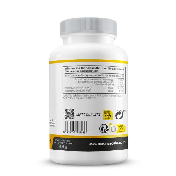 Vitamina D3 + K2 - 120 Capsule Vegetali MASmusculo 3/6