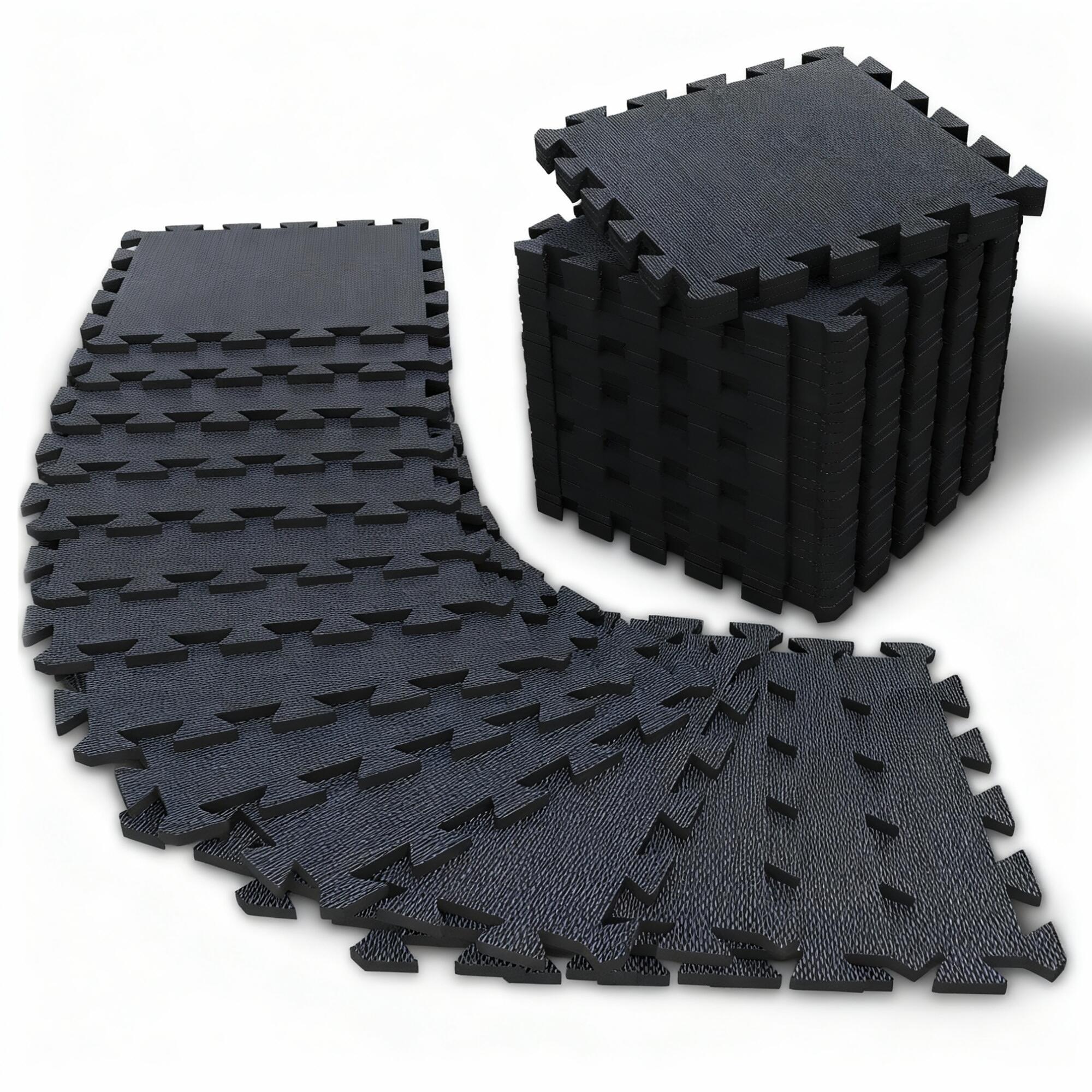 Neolymp - Tapis De Protection Sol - 72 Dalles Puzzle Et 108 Bordures - Tapis Fitness & Gym - Dalle - Noir - 72 - Decathlon