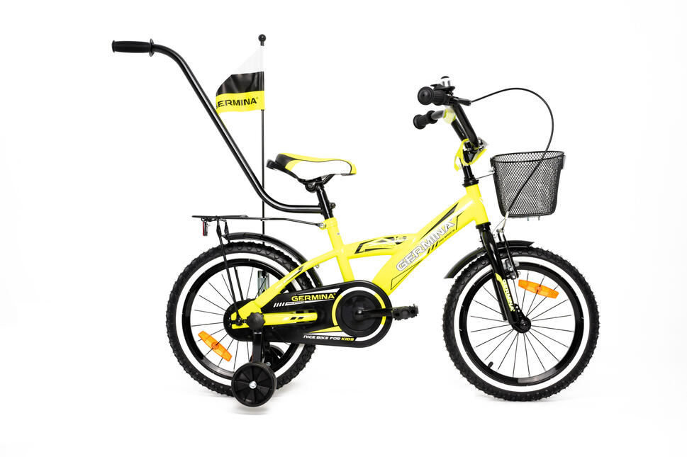 Rower dziecięcy GERMINA 16 BMX prowadnik, kółka boczne, koszyk