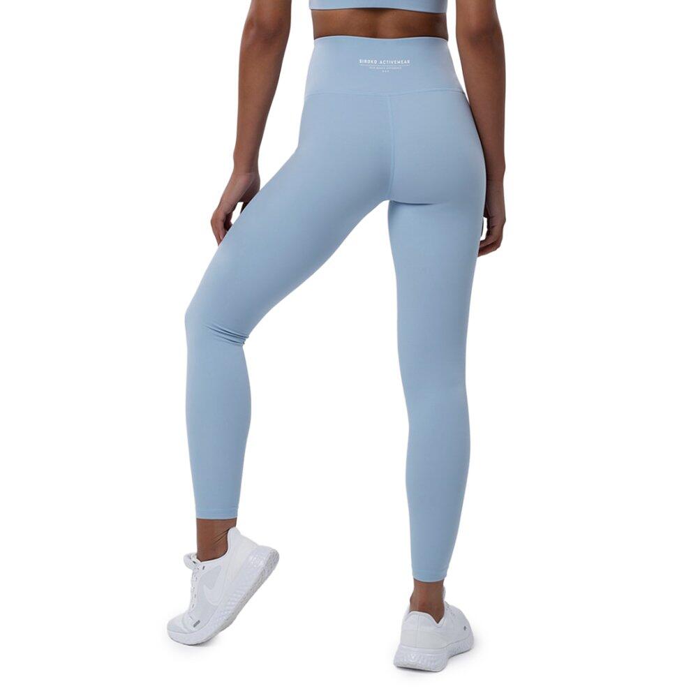 Damen Fitness Trainingsleggings mit mittelhohem Bund Shine Himmelblau 2/7