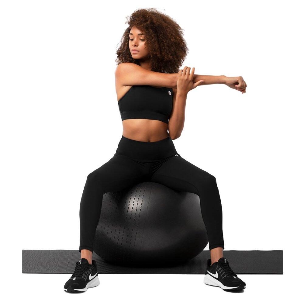 Damen Fitness Trainingsleggings mit mittelhohem Bund Five Stars Schwarz 3/7