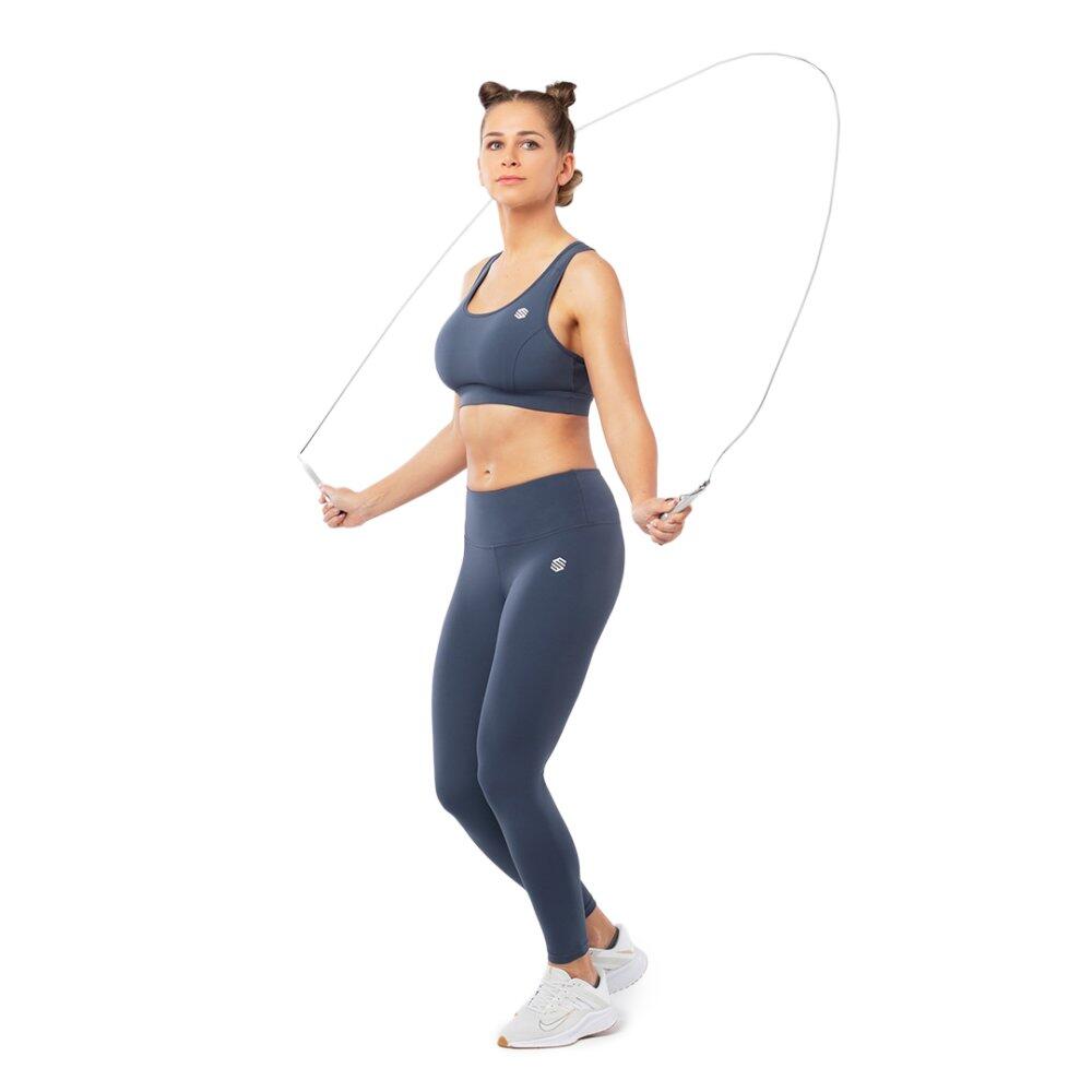 Damen Fitness Trainingsleggings mit mittelhohem Bund Striker Denim Blue 3/7
