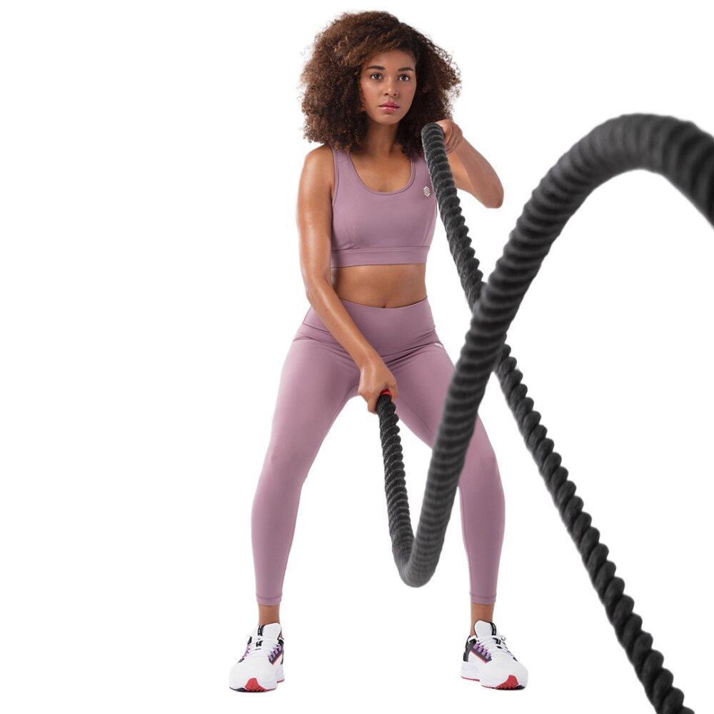 Leggings mid-rise da allenamento Fitness Donna Luxe Malva 3/7