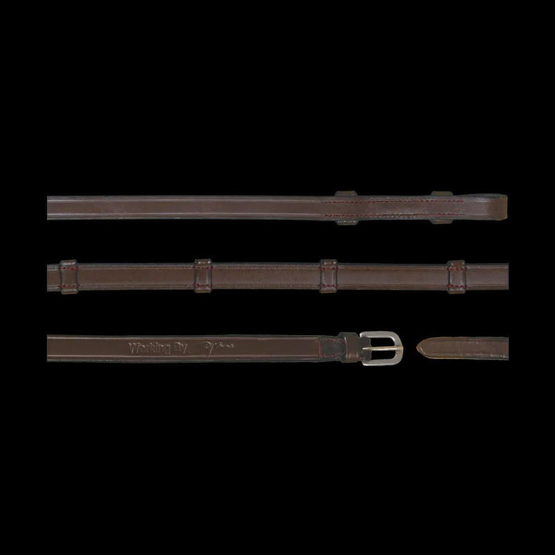 Dy'on 5/8 16mm Full Leather Curb Reins 7 Loops Working Zwart -