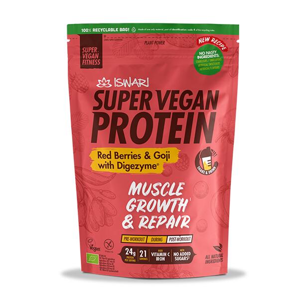 SUPER VEGAN FITNESS Super Vegan Protein Red Berries & Goji com Digezyme®