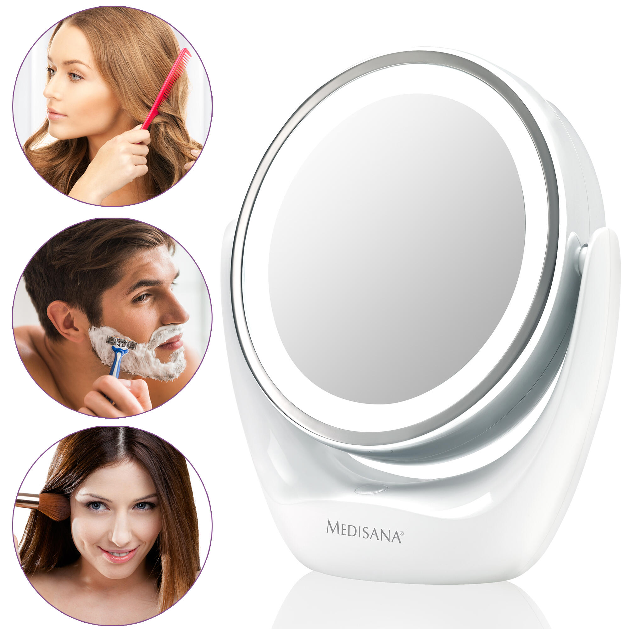 medisana CM 835 Kosmetikspiegel mit LED-Ringbeleuchtung, 5-fach-Vergrößerung 3/7