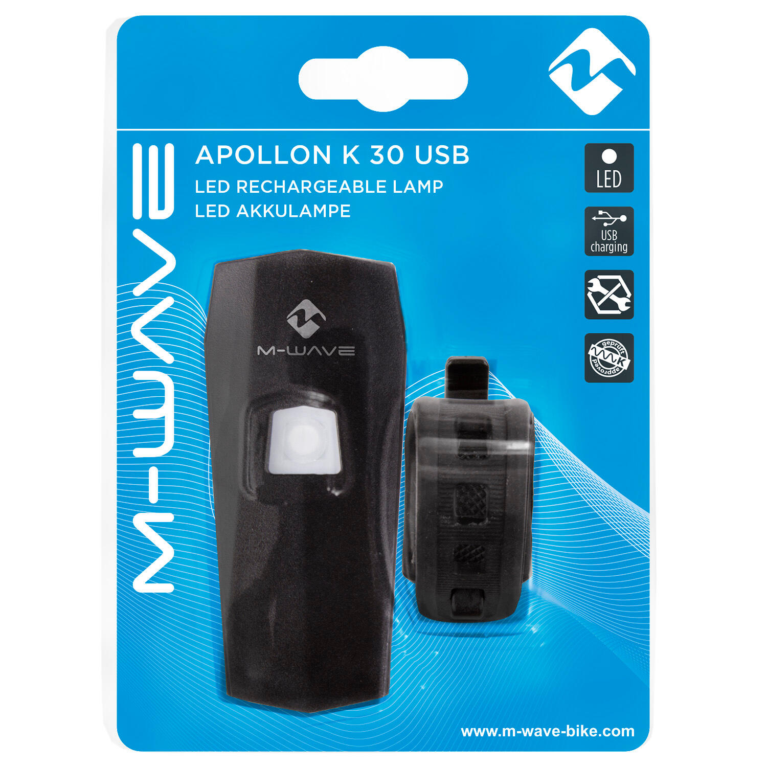 LAMPADA LED ANTERIORE M-WAVE - APOLLON K 30 USB 3/3