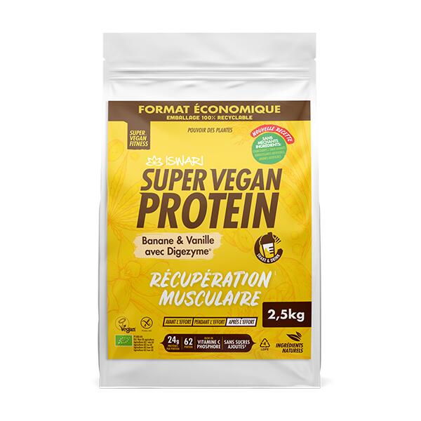 Proteína Vegana Iswari Super Vegan Protein Plátano y Vainilla con Digezyme® 4/5