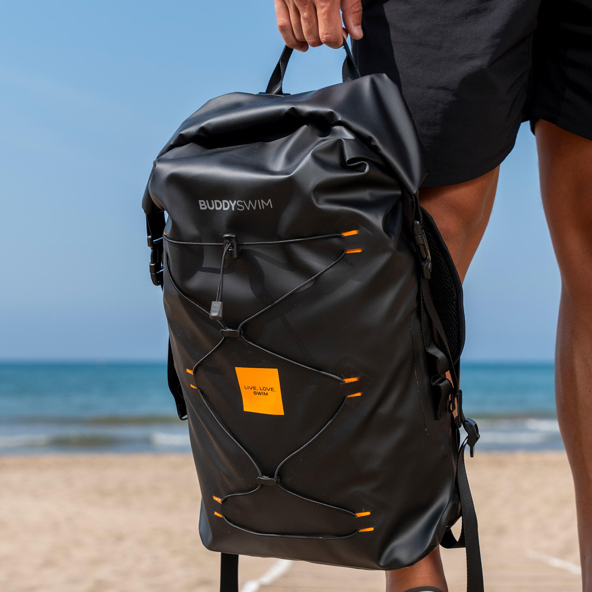 Waterdichte rugzak Dry Backpack 30L, waterdicht en slijtvast zwart-oranje 6/6
