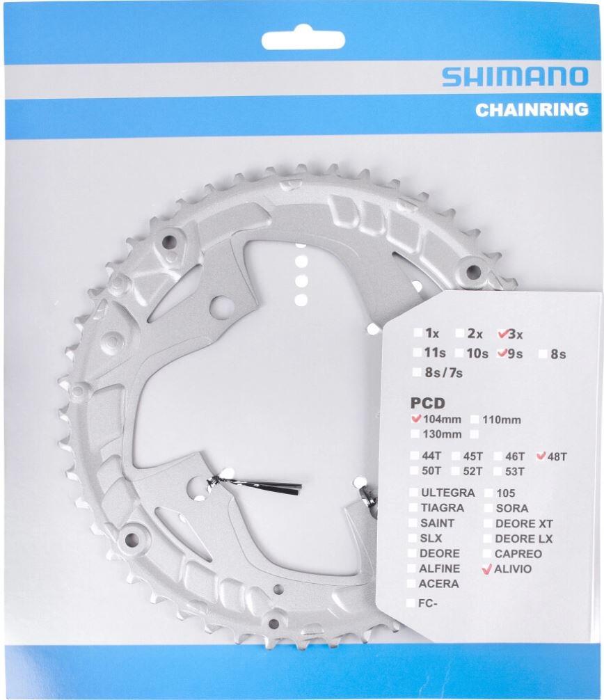 SHIMANO Shimano corona 48T Alivio FC-T4060 argento (per 48-38-28T).