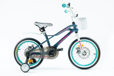Kinderfiets germina 16 inch met zijwieltjes, mandje, schijfremmen