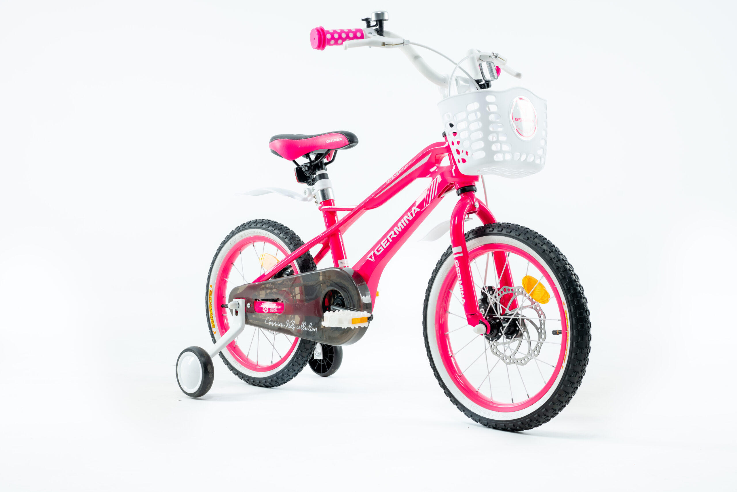 Kinderfiets GERMINA 16 inch met zijwieltjes, mandje, schijfremmen 2/3