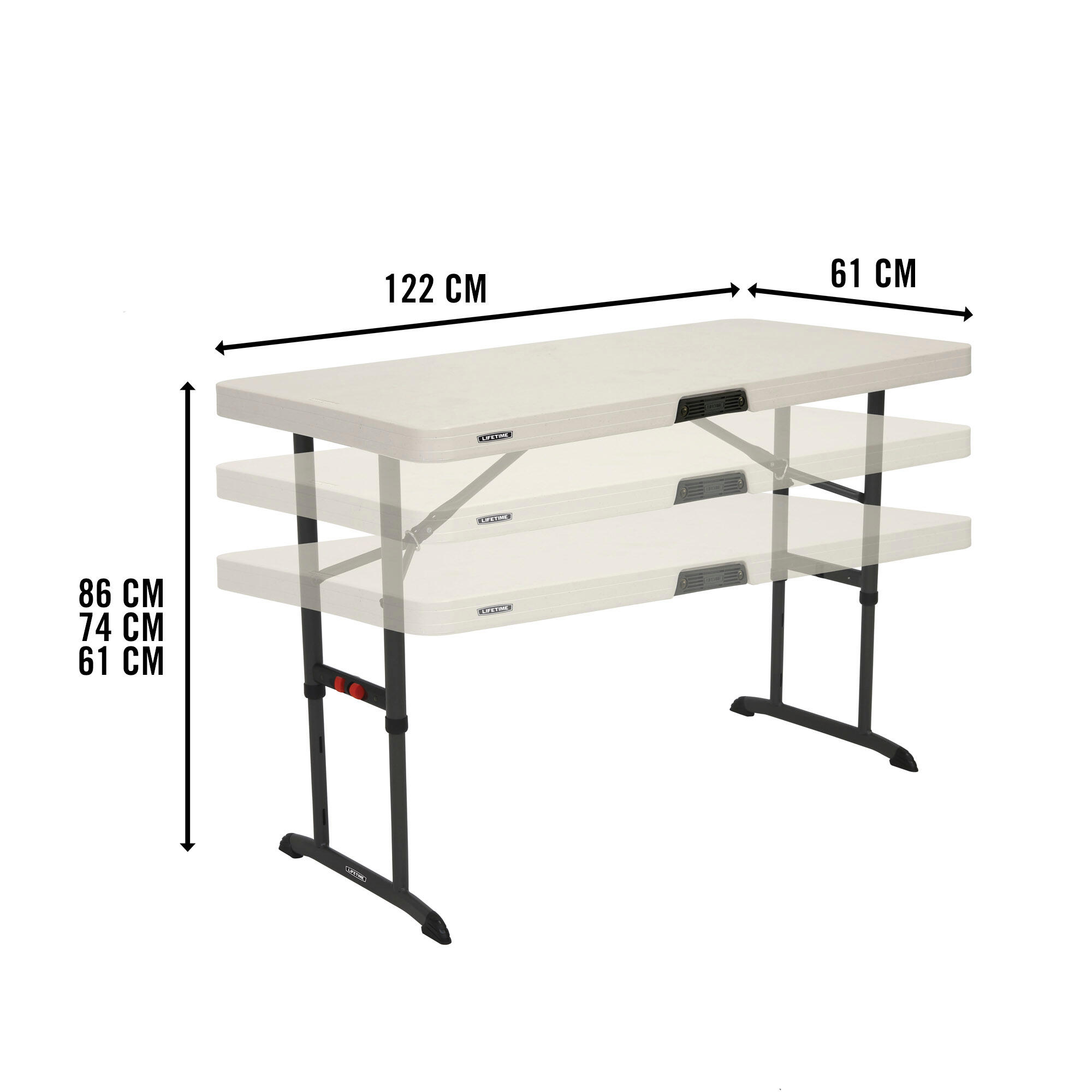 Mesa plegable ajustable en altura Lifetime 122 x 61 x 61-86 cm 5/5