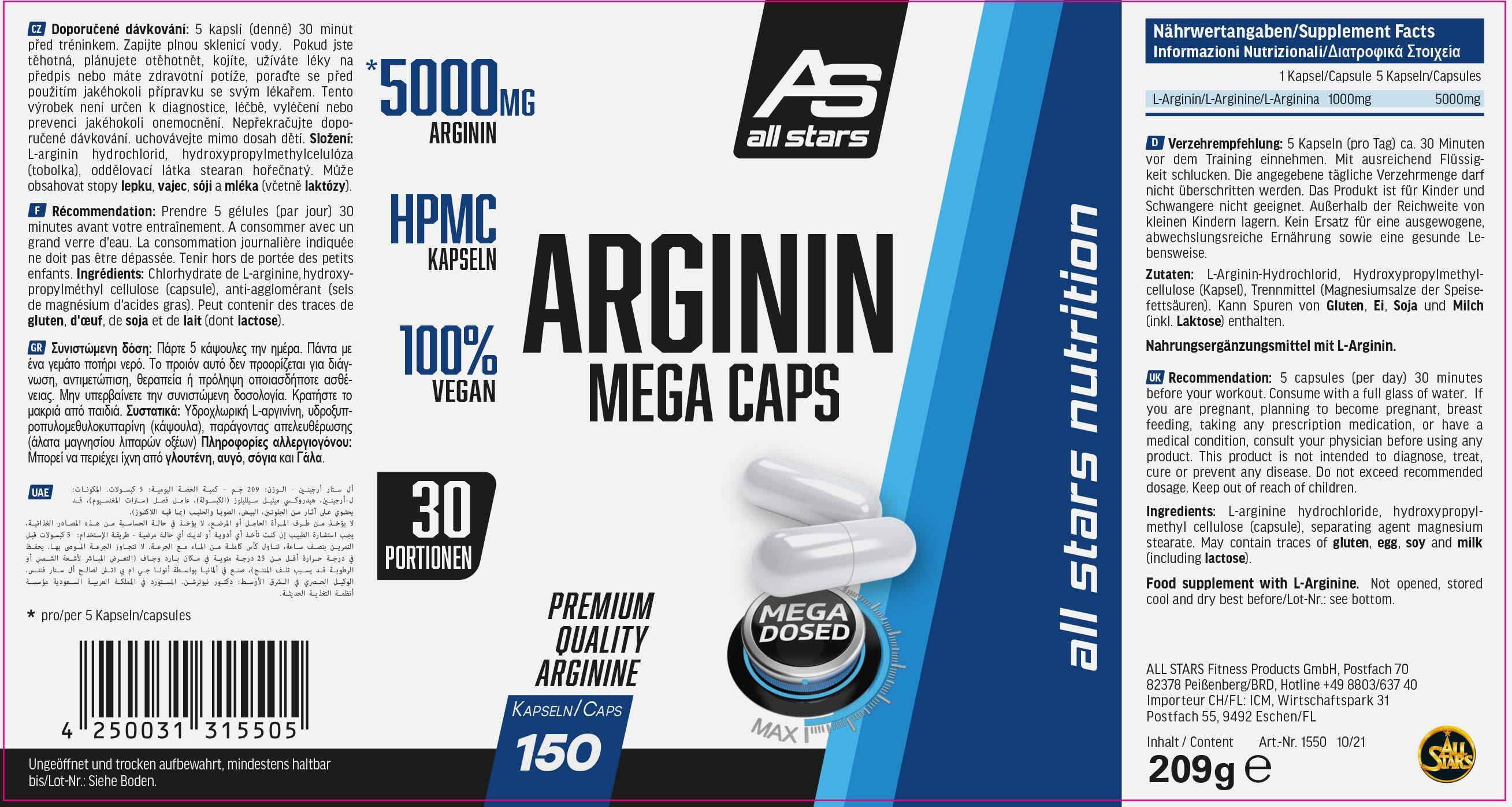 All Stars Arginin Mega Caps (150 Kapseln) 4/6